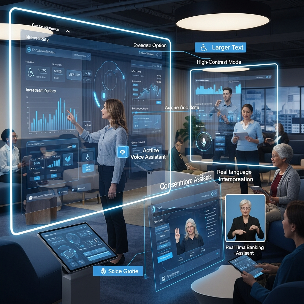 Futuristic Credit Union Digital Interface with Accessibility Features