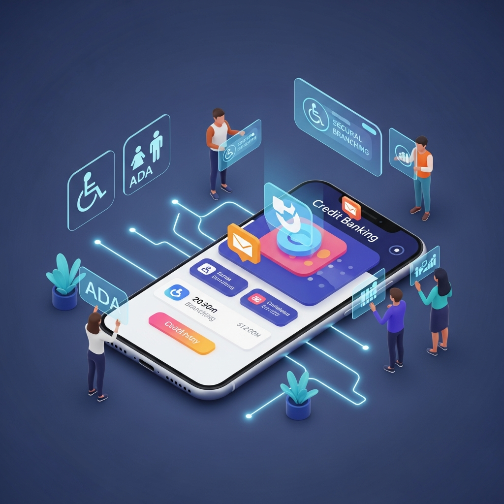 Futuristic Mobile Banking Interface with Abstract Connectivity