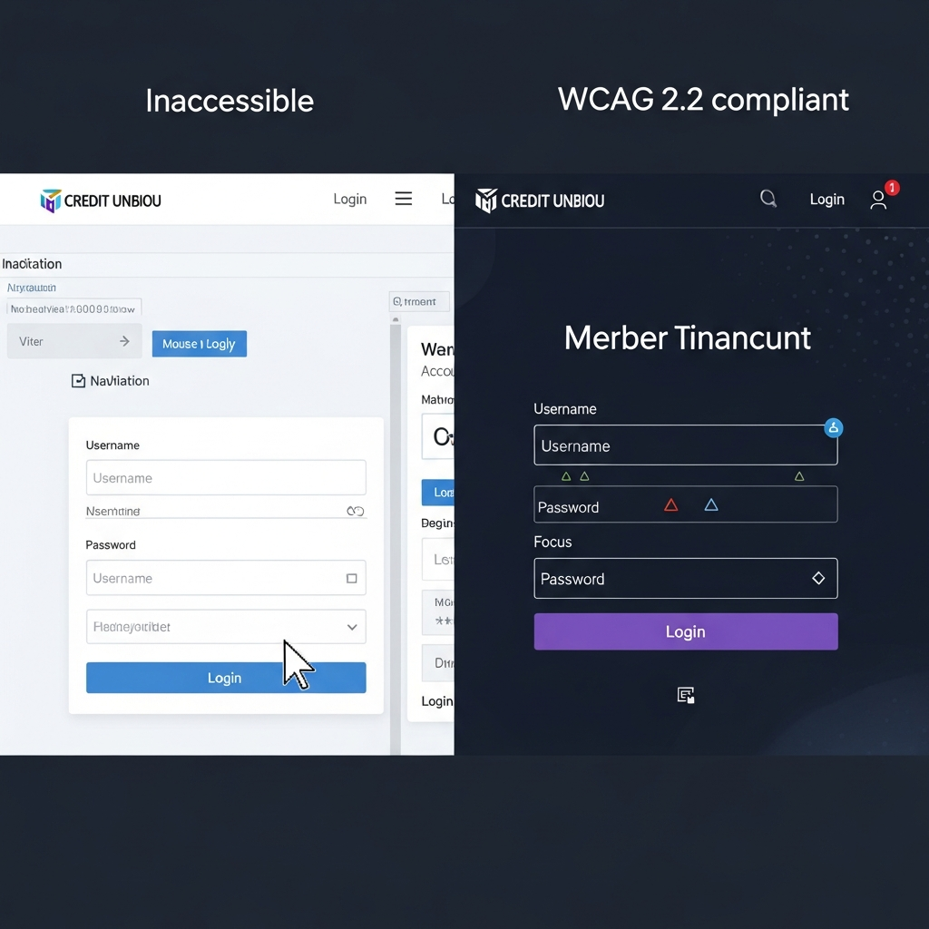 Before and After: Inaccessible vs WCAG 2.2 Compliant Credit Union Login Page