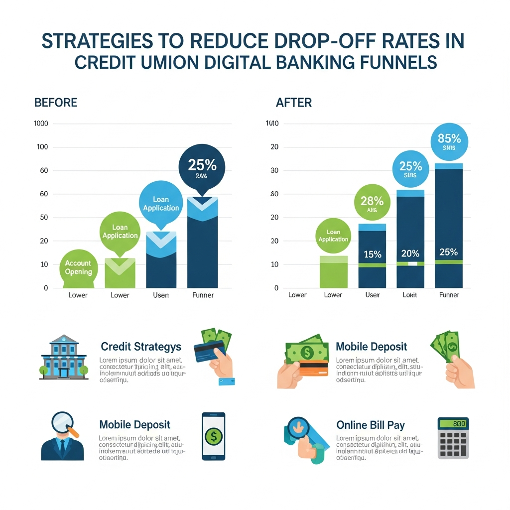Strategies to reduce drop-off rates in credit union digital banking funnels