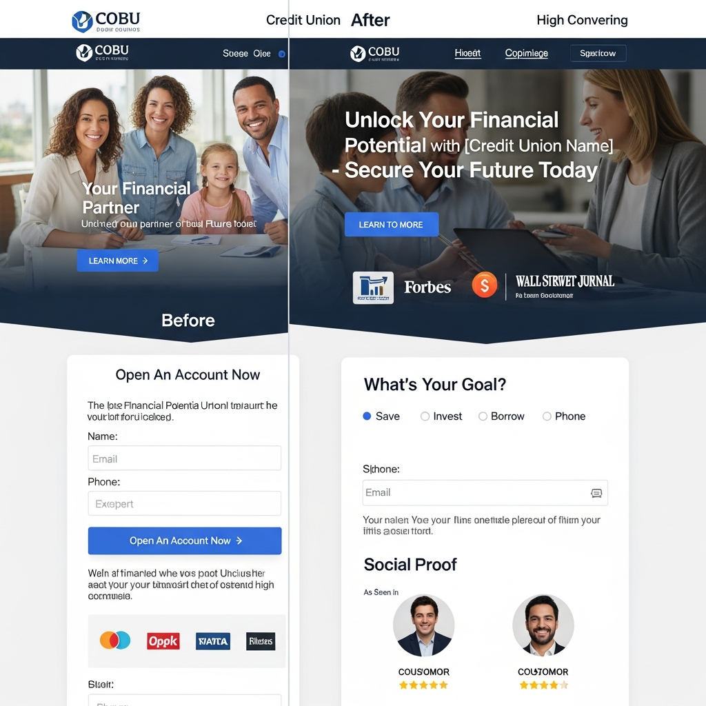 Before and After Credit Union Landing Page Redesign