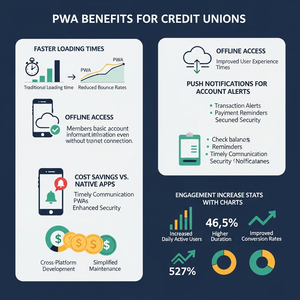 PWA Benefits Infographic for Credit Unions