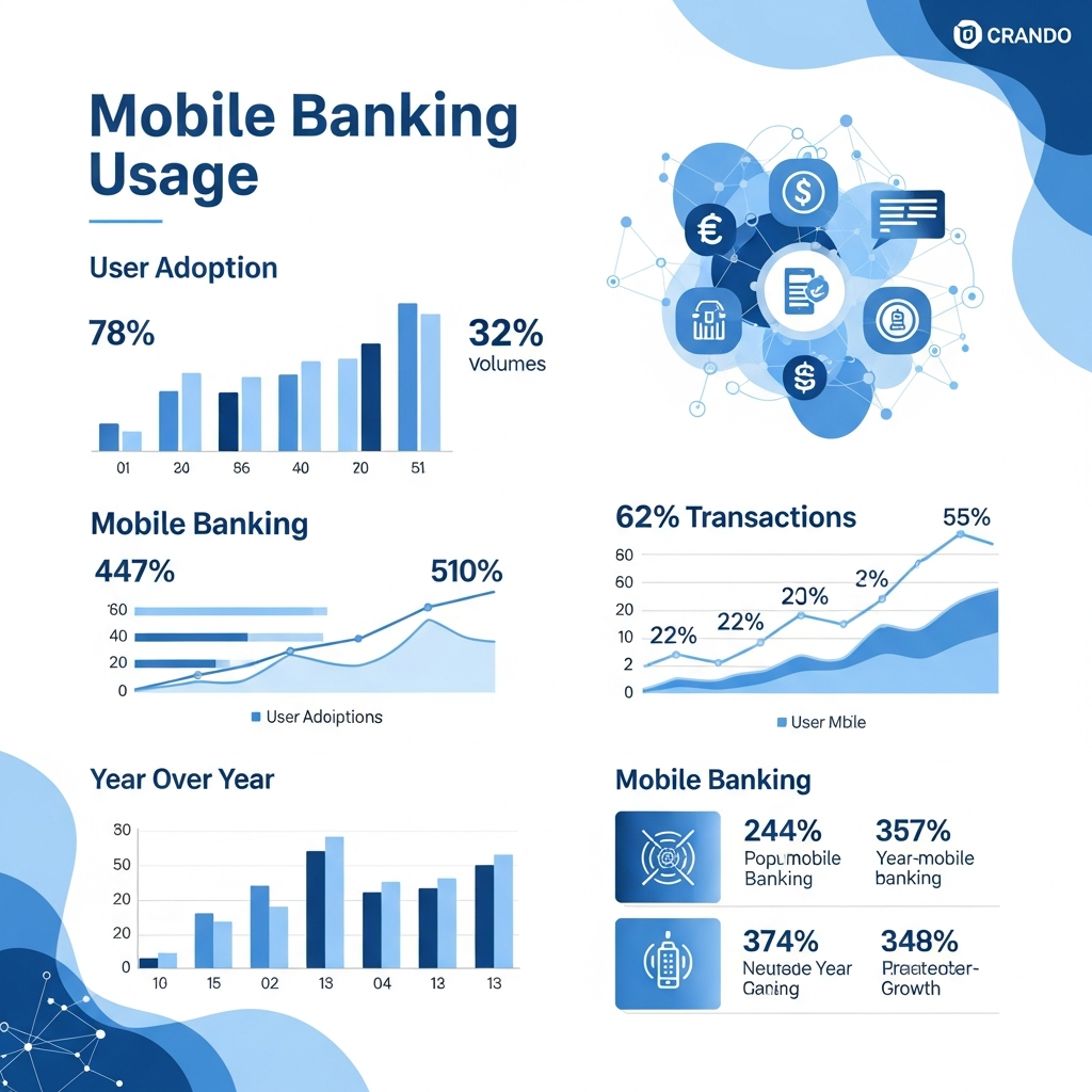 Data visualization showing mobile banking usage statistics and trends