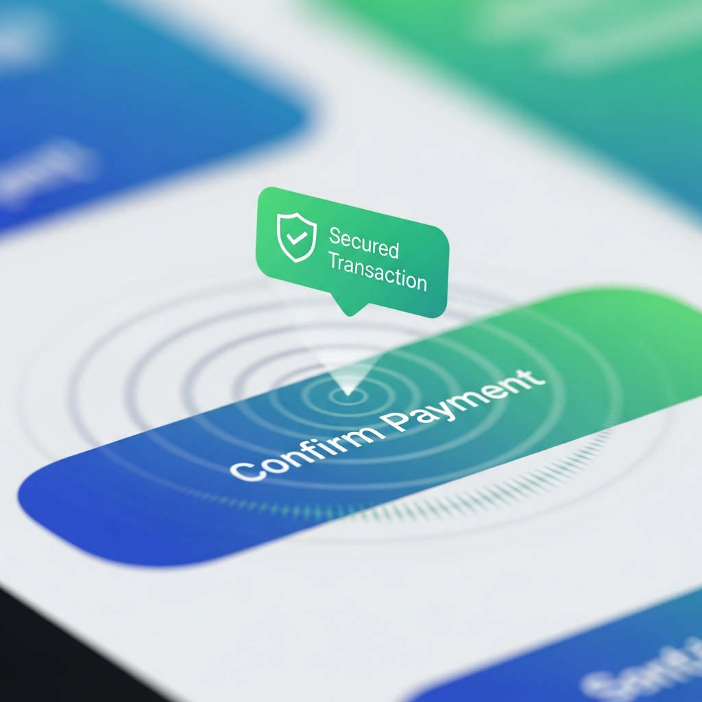 Microinteraction example: secured payment confirmation with ripple effect and trust badge
