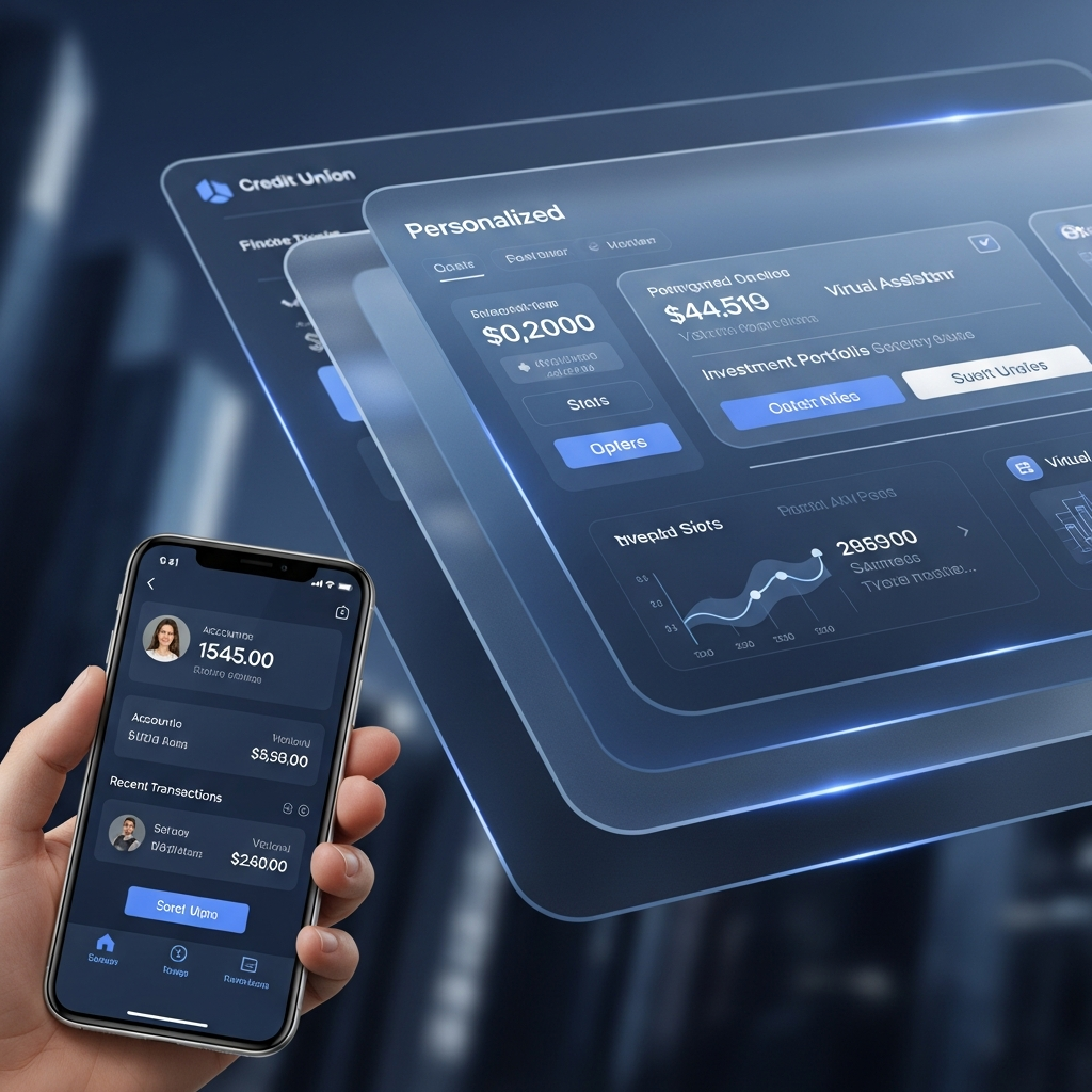 Futuristic Credit Union Headless Dashboard Visualization