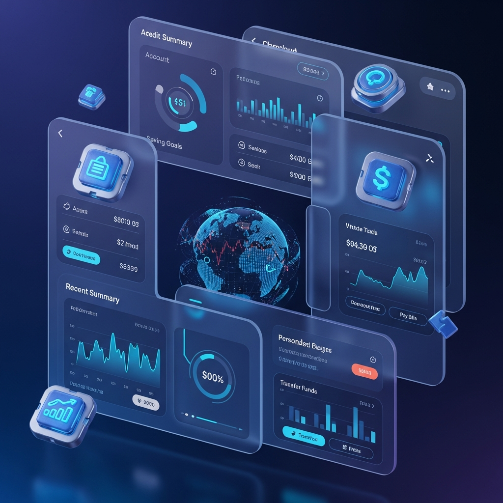 Futuristic Credit Union UI Dashboard with Glassmorphism