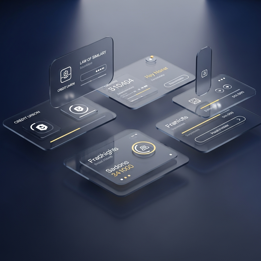 Futuristic Credit Union UI demonstrating the Law of Similarity