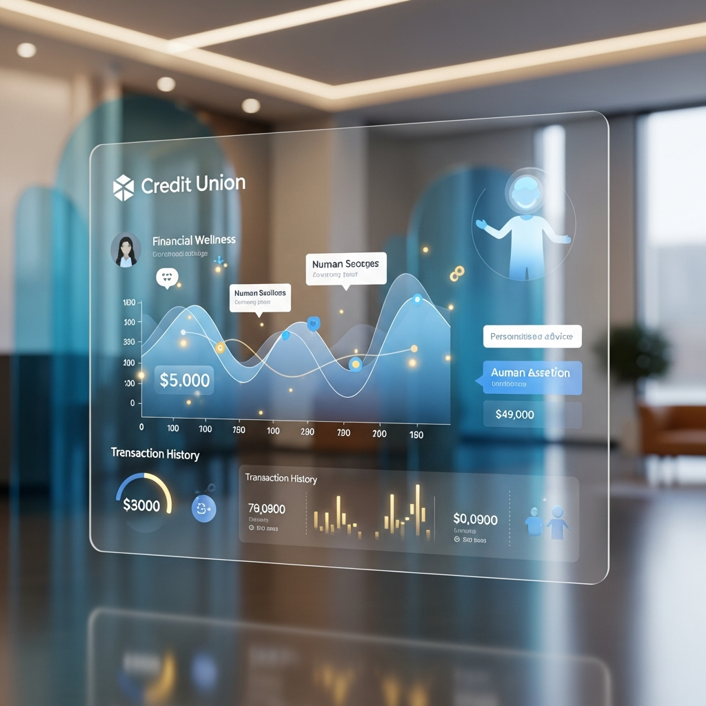 Futuristic Credit Union UI with Emotional Design Elements