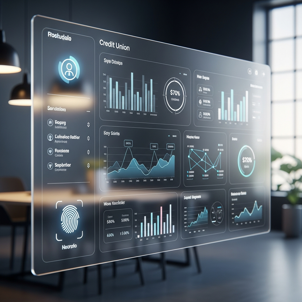 Futuristic Credit Union UI Glassmorphism Dashboard