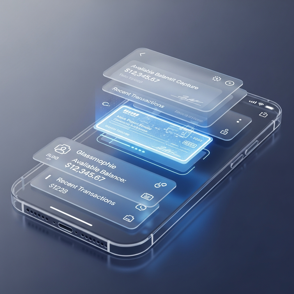 Futuristic Mobile Deposit Interface with Holographic Guidance