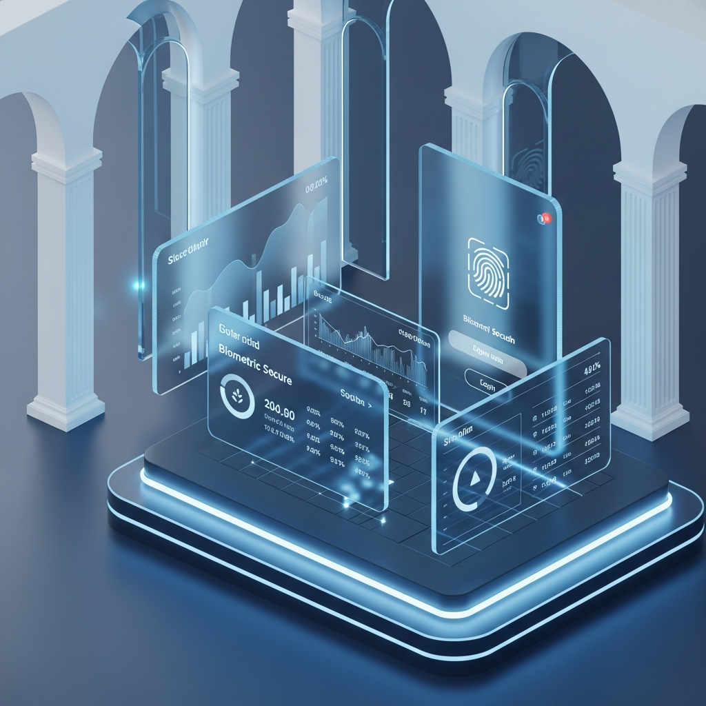Futuristic Credit Union Digital Interface with Glassmorphism
