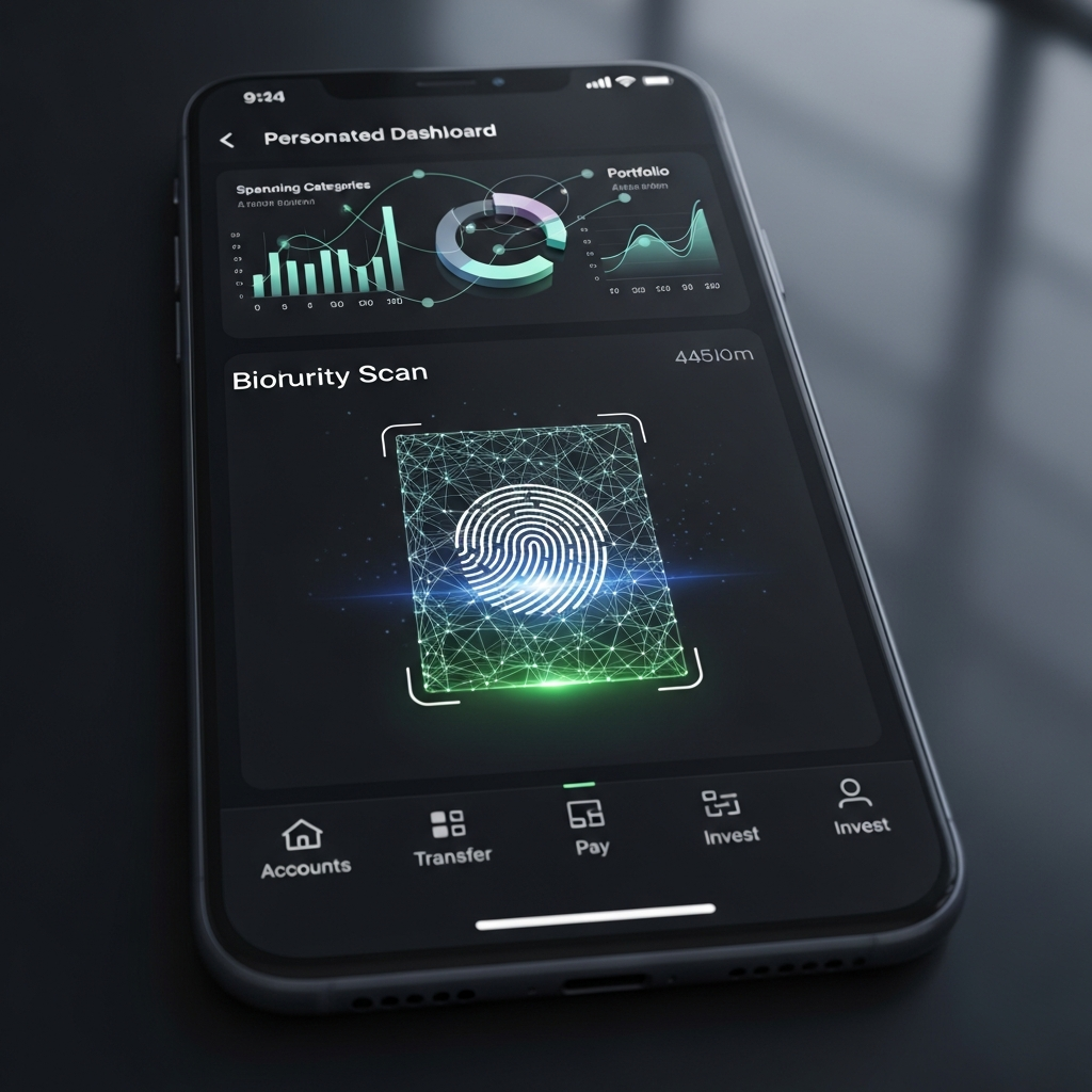 Futuristic 2026 Credit Union Mobile Banking Interface