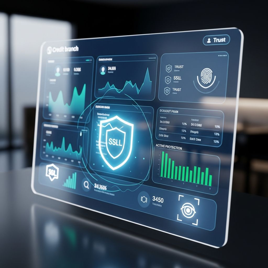 Futuristic Credit Union Digital Security Interface
