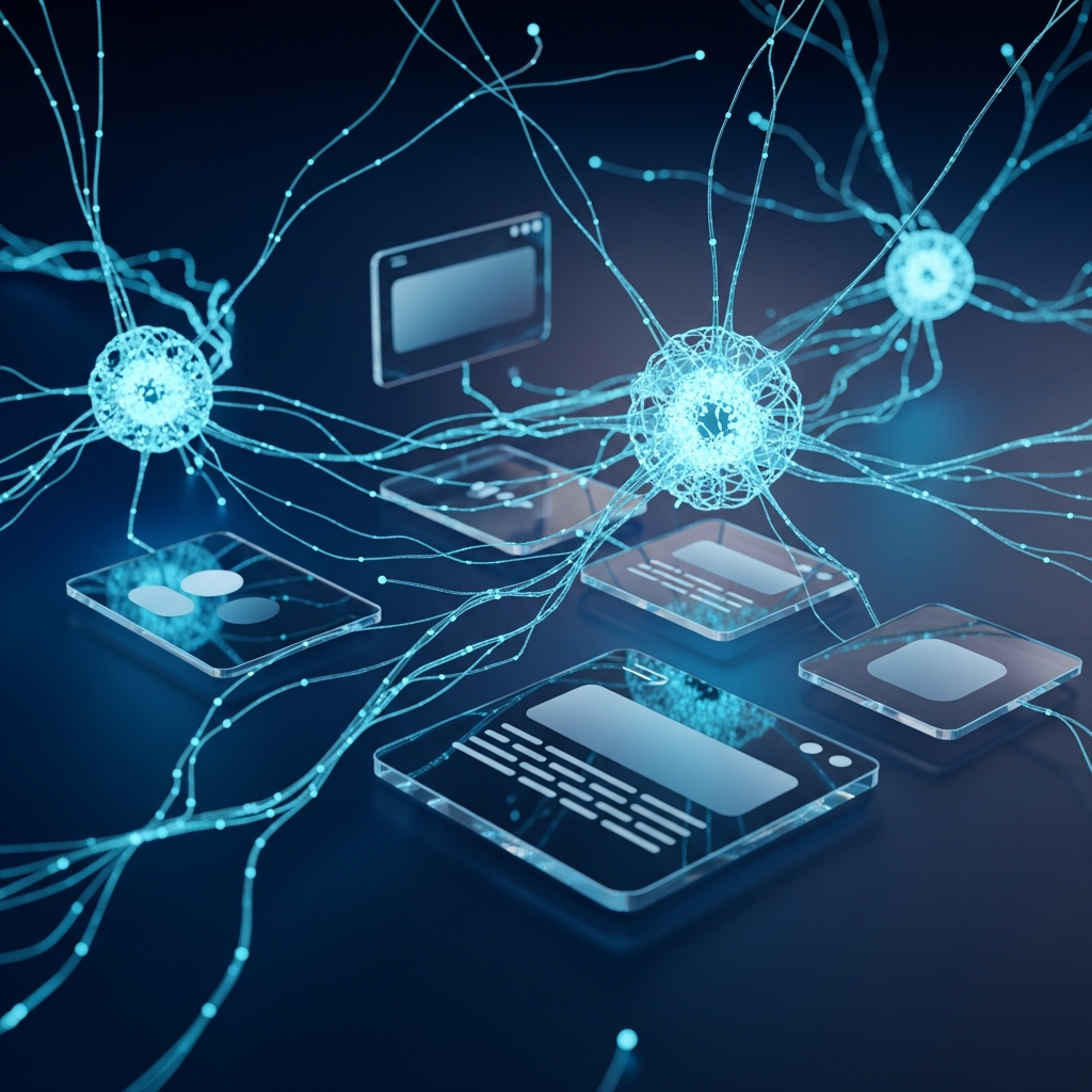 Architectural visualization of neural network pathways and design tokens