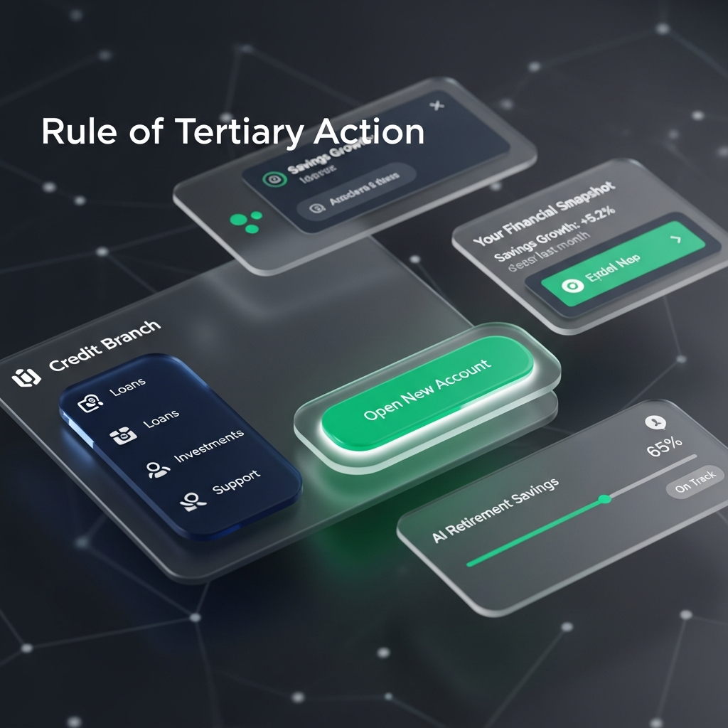 Advanced Financial UI showing tertiary action widgets and AI insights