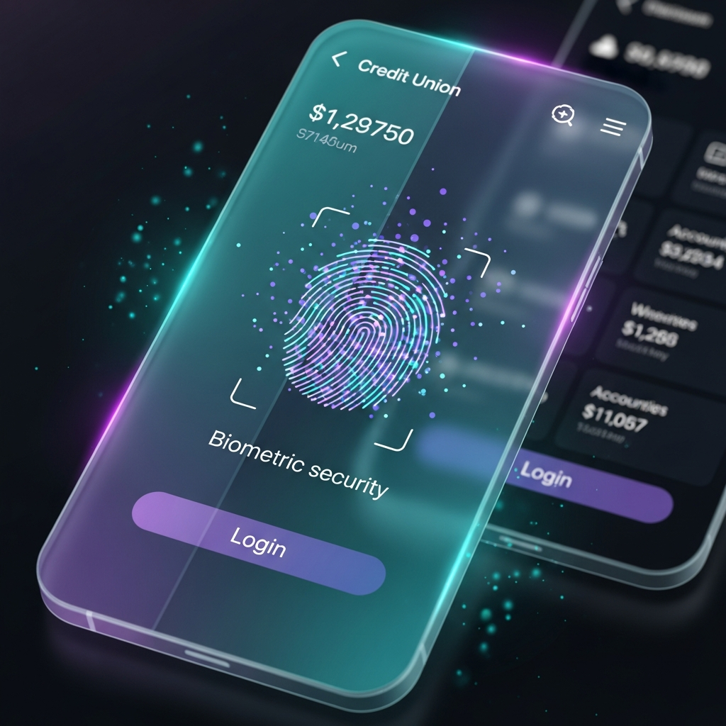 Bioluminescent biometric security feedback on a credit union mobile app