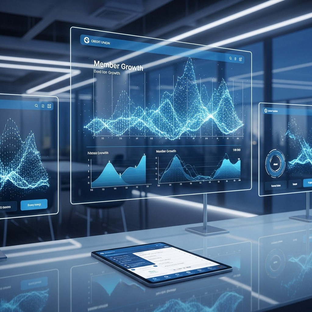 Sleek professional digital banking dashboard with biometric security icons