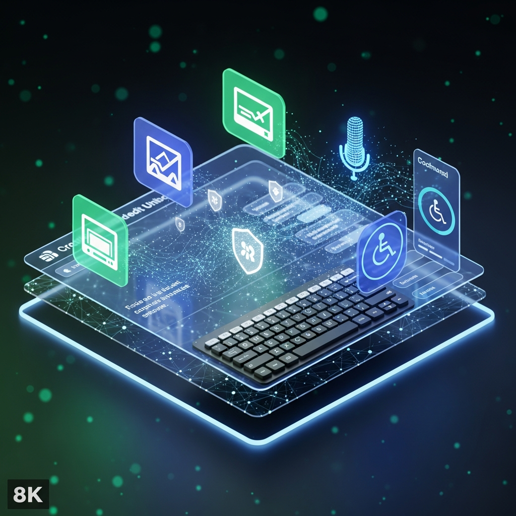 Render of assistive technologies seamlessly integrating with a credit union's digital banking platform.