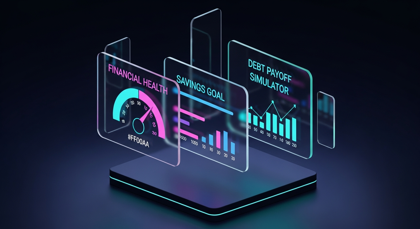 Modern credit union dashboard interface with interactive loan calculator and rate comparison tools
