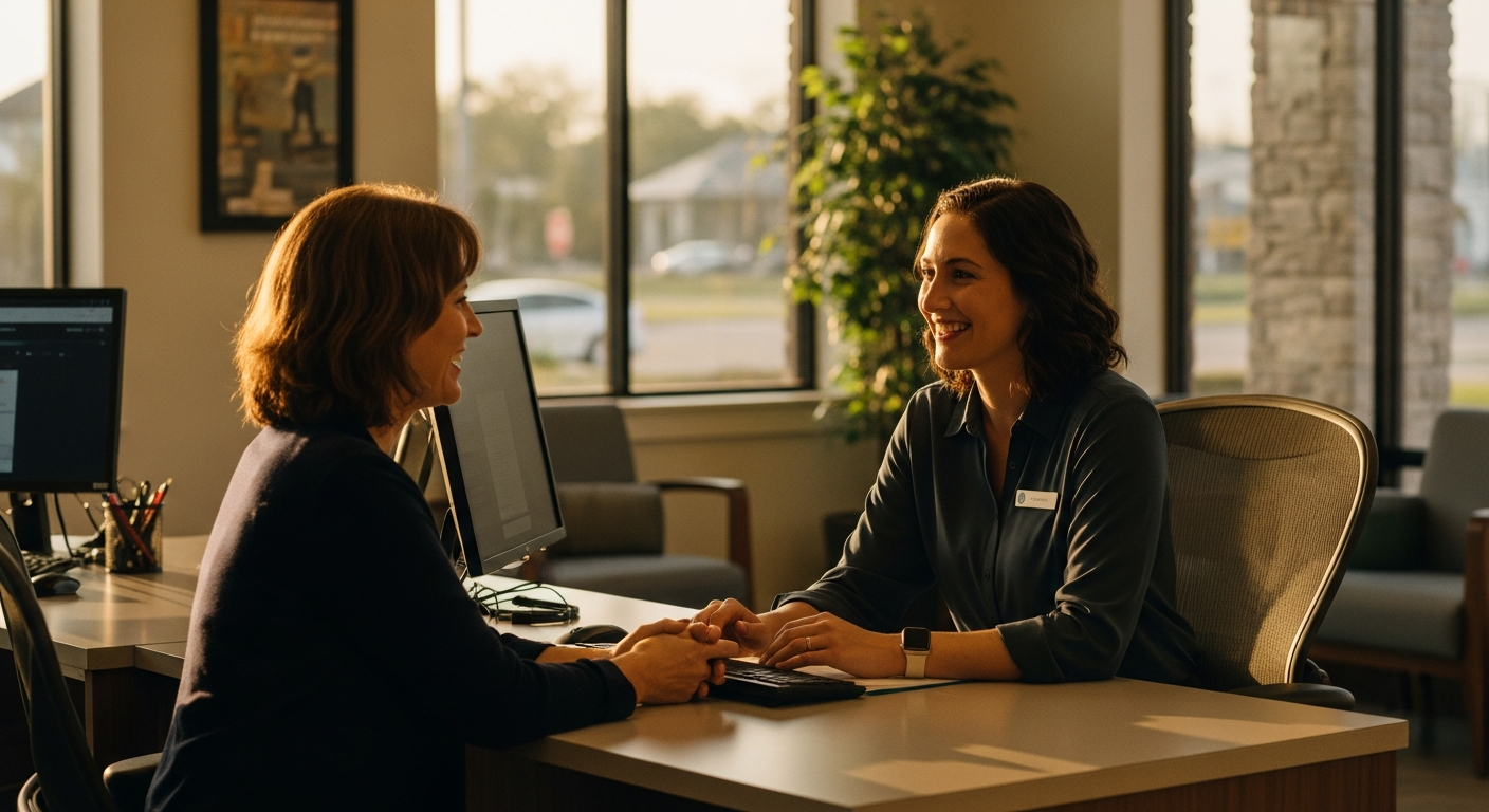 Credit union advisor and member reviewing financial documents together during a video banking session