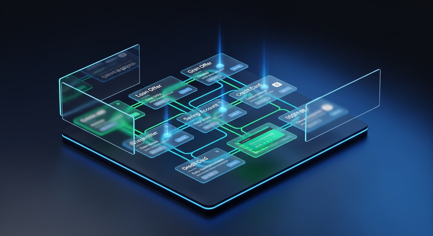 Credit union member exploring personalized product recommendations on a modern digital banking dashboard