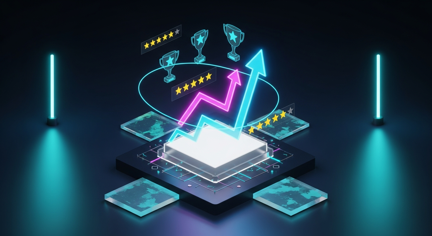 Credit union awards and industry recognition visualized in modern digital art