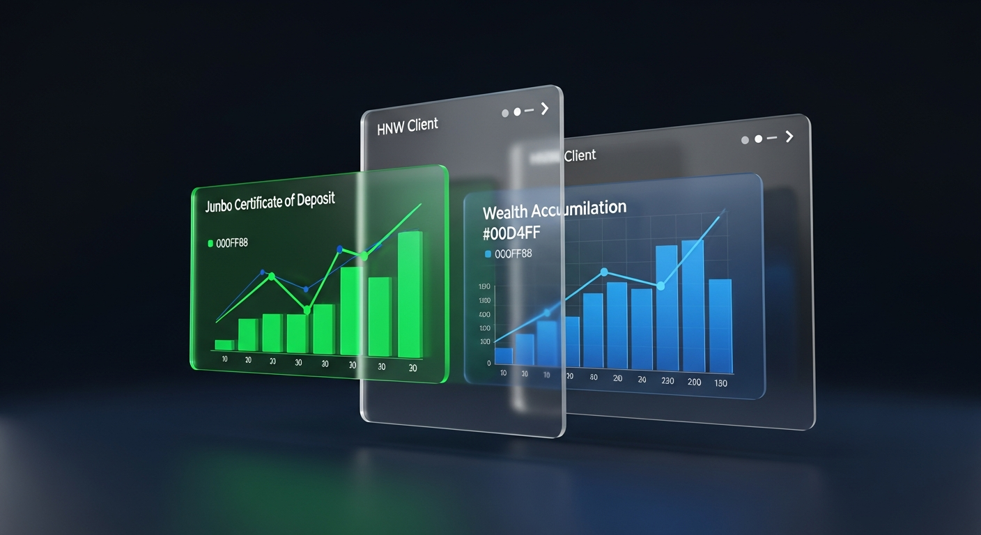 High-net-worth client investment growth visualization showing wealth accumulation trajectory and financial dashboard
