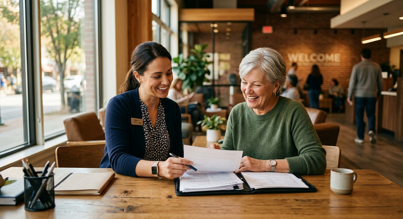 credit union website - Credit union member being guided through account funding activation by a professional representative during a video banking session