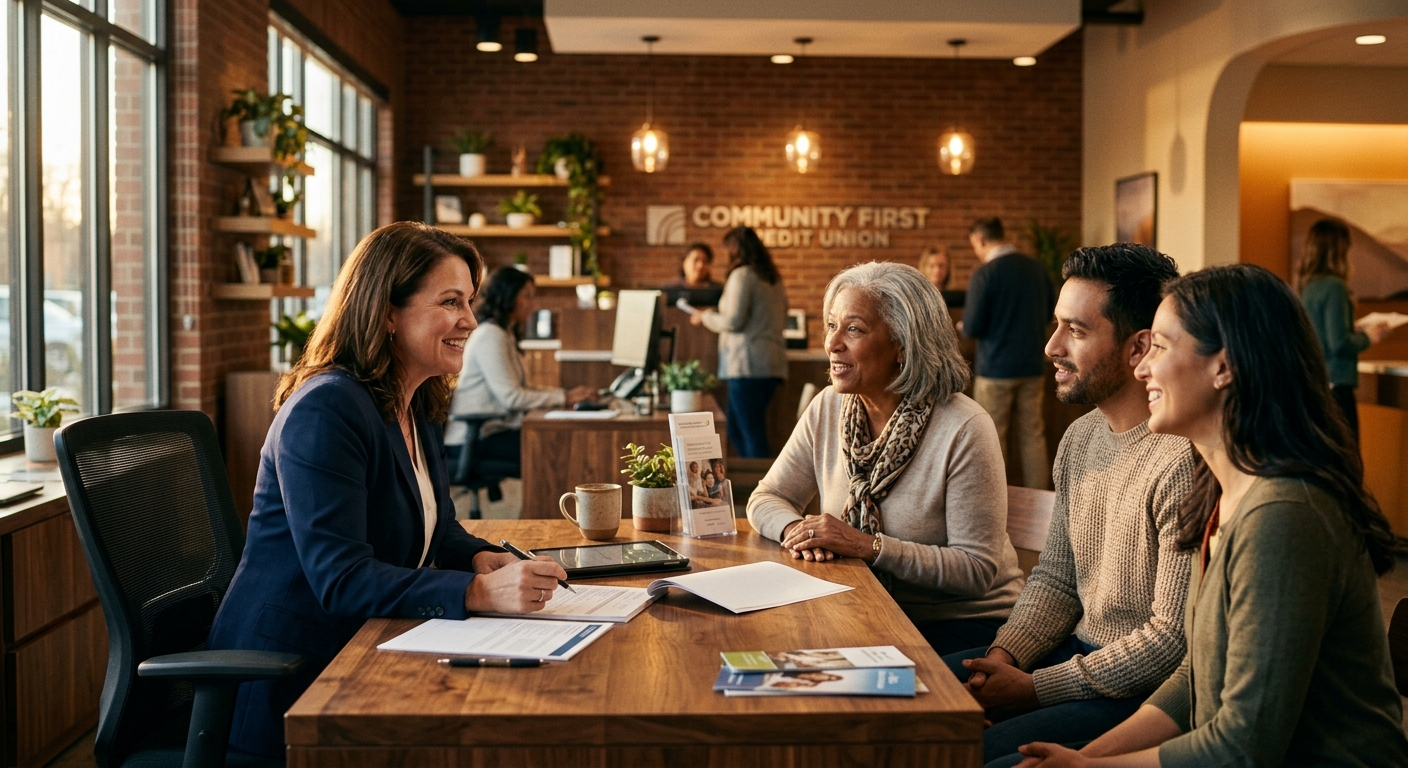 Credit union member participating in a video banking income verification session from their home office