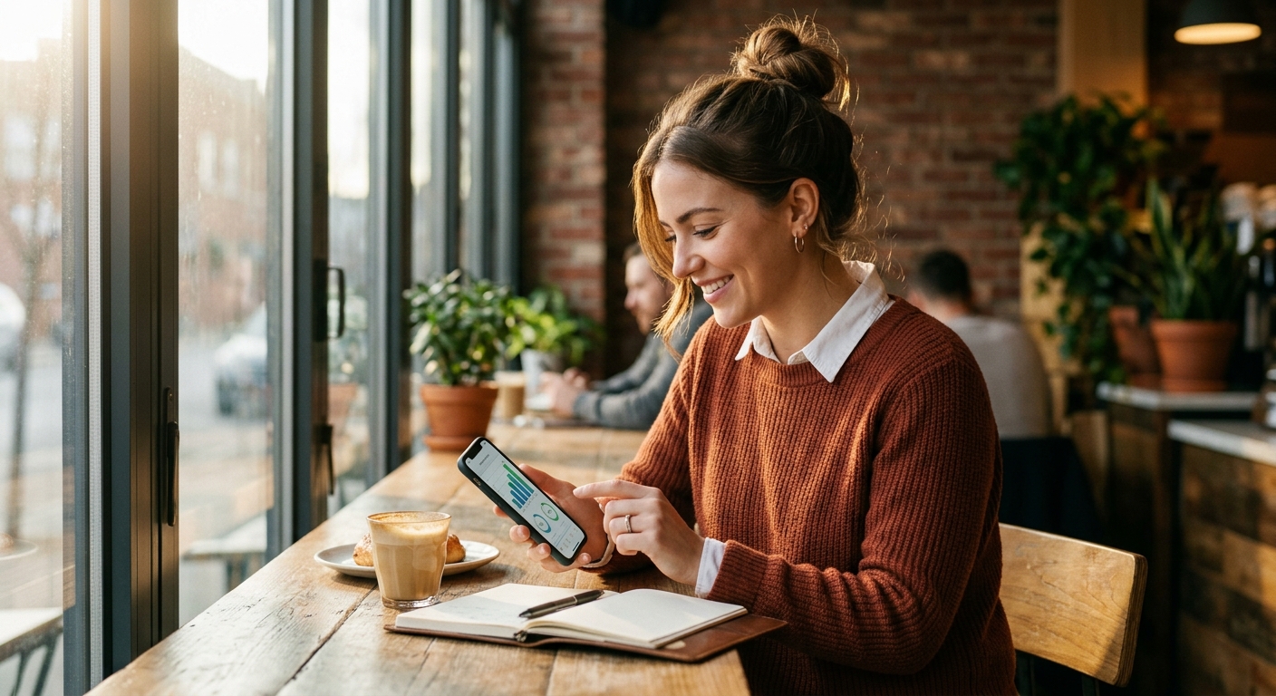 Young professional reviewing retirement investment options on a tablet in a modern home office