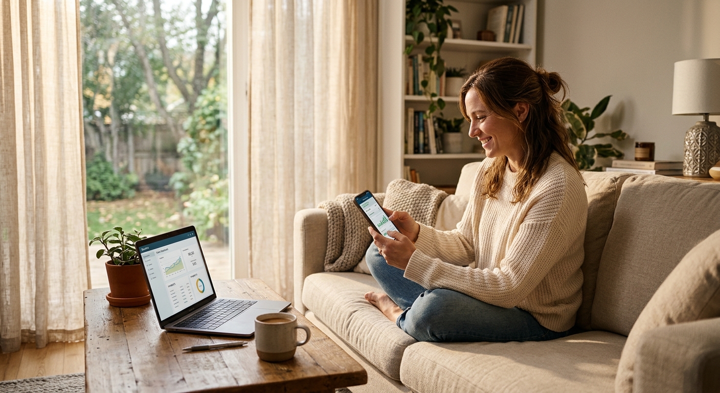 Credit union staff member assisting a member with mobile banking setup at a service desk