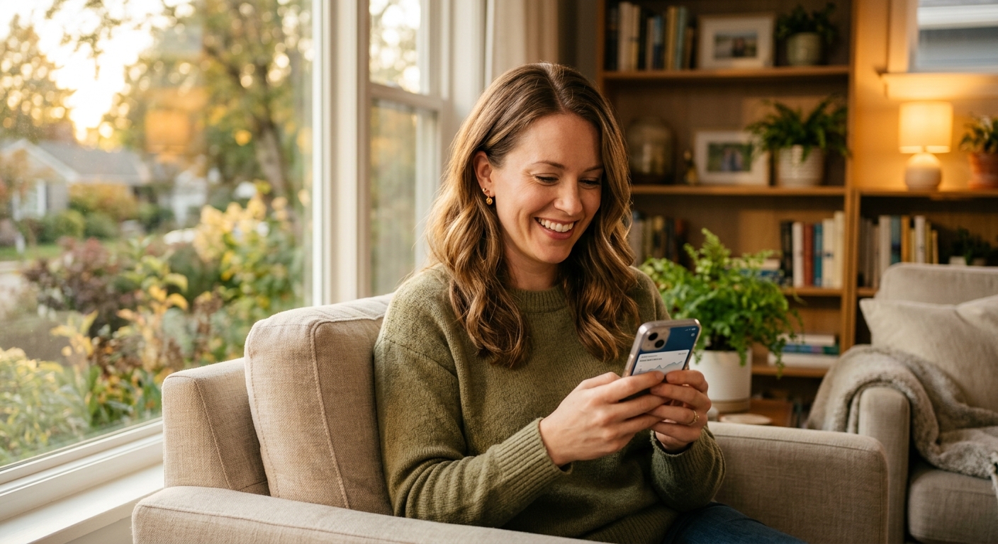 Credit union call center professional using a conversational AI dashboard with dual monitors showing member conversation analytics, warm office lighting, professional headset, collaborative team atmosphere